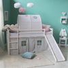 Homestyle4u Spielbett mit Tunnel und Rutsche, Stern, Kiefernholz grau / weiß, 90x200 cm Bild 2