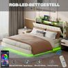 Flieks Polsterbett, LED Schwebebett Doppelbett 140x200cm mit USB-Aufladen und Stauraum Bild 4