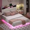 Flieks Polsterbett, LED Schwebebett Doppelbett 140x200cm mit USB-Aufladen und Stauraum Bild 3