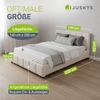 Juskys Polsterbett Florenz 140 x 200 cm – Bouclé, modernes Bett mit Kopf- & Fußteil, stabilem Holz- & Metallrahmen, Lattenrost, 500 kg Tragkraft – Creme Bild 3