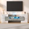 Stilvoller TV-Schrank 145 cm in Hochglanzweiß mit LED-Beleuchtung und großzügigem Stauraum, 145x30x51cm Bild 2