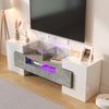Stilvoller TV-Schrank 145 cm in Hochglanzweiß mit LED-Beleuchtung und großzügigem Stauraum, 145x30x51cm Bild 3