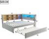 Merax Daybett Schlafsofa 140*200,Ausziehbett 90*190, ausgestattet mit LED Leuchten, Steckdosen und vielen Ablagefächern, Polsterbett, Multifunktionsschlafsofa, Einzelbett, Flanell, Hellgrau Bild 4