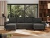 U-förmige Ecksofa, XXL Universalecke mit losen Kissen zum Wohnzimmer, Bettkästen und Schlaffunktion, schwarze Metallbeine - AXEL U - Dunkelgrau Velours Bild 4