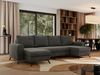 U-förmige Ecksofa, XXL Universalecke mit losen Kissen zum Wohnzimmer, Bettkästen und Schlaffunktion, schwarze Metallbeine - AXEL U - Dunkelgrau Velours Bild 3