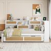 Merax Daybett Holz Schlafsofa 90*200 mit Ausziehbett Multifunktionales Einzelbett Kinderbett mit vielen Staufächern und Ladeanschluss Weiß Bild 2