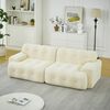 Sofa 224x104x66 cm in Beige, Stoffbezug, tiefe Sitzfläche 68 cm, breite Armlehnen, montagefrei,66x224x104 cm Bild 3