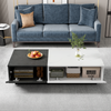 Merax Couchtisch, Marmoroptik-Furnier, Design mit zwei Schranktüren, Schwarz + Weiß Bild 3