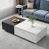 Merax Couchtisch, Marmoroptik-Furnier, Design mit zwei Schranktüren, Schwarz + Weiß Bild 2