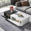 Merax Couchtisch, Marmoroptik-Furnier, Design mit zwei Schranktüren, Schwarz + Weiß Bild 4