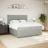 vidaXL Boxspringbett mit Matratze Hellgrau 200x200 cm Samt 3292442 Bild 3