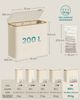 SONGMICS Wäschekorb mit Deckel, Wäschesammler mit 4 Fächern, 200 L, herausnehmbarer Wäschesack, Oxford-Gewebe, Griffe aus Bambus, zusammenklappbar, 78 x 38,5 x 70,5 cm, cremeweiß Bild 5