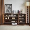 Sideboard 150x40x80 cm in dunkler Eichenmaserung mit 3 Türen, welligem 3D-Design und verstellbaren Einlegeböden Bild 4