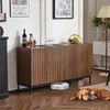 Sideboard 150x40x80 cm in dunkler Eichenmaserung mit 3 Türen, welligem 3D-Design und verstellbaren Einlegeböden Bild 2