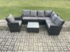 Fimous Gartenmöbel-Set aus Rattan Hoher Rücken Rattan Ecksofa Set mit Sesseln Quadratischer Couchtisch Bild 2