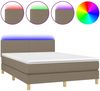 Boxspringbett mit Matratze & LED Stoff Taupe 140x200 cm Bild 2