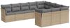 vidaXL 10-tlg. Garten-Sofagarnitur mit Kissen Beige Poly Rattan 3218219 Bild 2