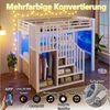 Flieks Hochbett projektoraufhängbar Metallbett 90x200cm mit Lichtstreife, Gitter und Stauraumtreppe Bild 3