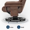 M MCombo Relaxsessel mit Liegefunktion, Lesesessel, 360° Drehbarer Fernsehsessel, mit Hocker, mit Kissen & Seitentasche, 9099 (Braun-Mikrofaser) Bild 5