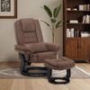 M MCombo Relaxsessel mit Liegefunktion, Lesesessel, 360° Drehbarer Fernsehsessel, mit Hocker, mit Kissen & Seitentasche, 9099 (Braun-Mikrofaser) Bild 2