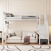 Hochbett mit Lattenrost, 90x200 cm, Metallbett mit Rausfallschutz, Regal, Treppe, Jugendbett, Kinderbett Bild 3
