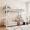 Hochbett mit Lattenrost, 90x200 cm, Metallbett mit Rausfallschutz, Regal, Treppe, Jugendbett, Kinderbett Bild 2