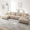 Modulares Ecksofa,U-förmiges Couch Set für Wohnzimmer 4-Sitzer Komfortable Cloud Couches mit beweglichem Ottoman DIY-Kombination,Chenille,Hellbraun, Bild 2