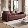 Modular 3-Sitzer Sofa Couch Lyon, Kunstleder ~ rot-braun Bild 1