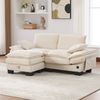 Sofa 2-Sitzer mit Hocker Beige, Corduroy, Sitzfläche 125x53x46 cm, USB-C, Stauraum und ergonomischer Komfort,84x190x132 cm Bild 2