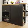 Drehbarer Bartisch (Hauptkörper 105 x 39 x 102 cm), mit 2 Schubladen und Schiebetürschrank, 3 Ebenen offener Stauraum, geeignet für Esszimmer/Arbeitszimmer/Wohnzimmer usw Bild 5
