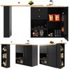 Drehbarer Bartisch (Hauptkörper 105 x 39 x 102 cm), mit 2 Schubladen und Schiebetürschrank, 3 Ebenen offener Stauraum, geeignet für Esszimmer/Arbeitszimmer/Wohnzimmer usw Bild 2