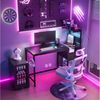 BBWL Computertisch mit Steckdosen USB Gaming Schreibtisch 122cm Eckschreibtisch, LED RGB Beleuchtung,Stauraum Schublade, Metallrahmen MDF Bild 2
