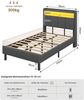 MSMASK Polsterbett mit integrierter LED-Beleuchtung und Ladestation, Stauraumbett (Ohne Matratze), Jugendbett Einzelbett mit Holzlattenrost, 90x200 cm Bild 2