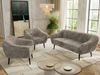 Wohnzimmerset PIRS 1-1-3, Skandinavisches 3-Sitzer Sofa mit Sesseln, Sofa mit Wellenfederung, schwarze Füße, Skandinavisches Möbelset - Hellbraun Cord Bild 3