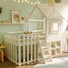 Bett 90x200 cm aus Massivholz mit Stauraum – Spielhaus-Design mit Dach und Fenstern Bild 2