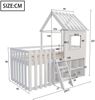 Bett 90x200 cm aus Massivholz mit Stauraum – Spielhaus-Design mit Dach und Fenstern Bild 4