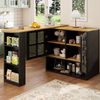 360° drehbare Essbar, schlicht und modern, multifunktional, geeignet für Schlafzimmer, Wohnzimmer, Esszimmer, mit Snackregal, 5 Ablageflächen, drehbarer Sideboardschrank mit Regalen und Glas, schwarz Bild 3