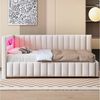 Flieks Daybett, Polsterbett Schlafsofa 140x200 cm mit LED Beleuchtung USB-Ladeanschluss Bild 2