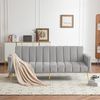 Schlafsofa 183 x 76 x 75 cm mit Schlaffunktion – verstellbare Rückenlehnen, Samtbezug in Grau Bild 4