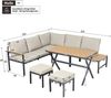 Merax Gartenlounge-Set 6-teilig, Gartenmöbel-Set 7 Personen, Gartensofa mit Ablage, Balkonmöbelset Gartengarnitur Terassenmöbelset mit Kissen, Beige Bild 4