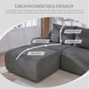 Modulares 3-Sitzer Cordsofa m. 2 Hockern, Getränkehalter, Tasche, Dunkelgrau Bild 3