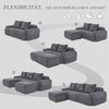 Modulares 3-Sitzer Cordsofa m. 2 Hockern, Getränkehalter, Tasche, Dunkelgrau Bild 5