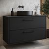 Badplaats Waschtischunterschrank Florence 80 x 46 cm – Matt Schwarz – Hängender Unterschrank mit 2 Schubladen und schwarzen Griffen Bild 2