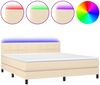 vidaXL Boxspringbett mit Matratze & LED Creme 180x200 cm Stoff 3133178 Bild 2