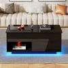Couchtisch 100×50×55 cm, höhenverstellbar, LED-Beleuchtung, Hochglanz Schwarz, moderner Wohnzimmertisch Bild 5