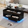 Couchtisch 100×50×55 cm, höhenverstellbar, LED-Beleuchtung, Hochglanz Schwarz, moderner Wohnzimmertisch Bild 3