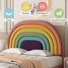 Ulife Kinderbett Polsterbett Jugendbett mit höhenverstellbarem Kopfteil Regenbogen-Samt, Holzlattenunterstützung,140 x 200 cm Bild 3