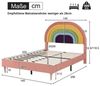 Ulife Kinderbett Polsterbett Jugendbett mit höhenverstellbarem Kopfteil Regenbogen-Samt, Holzlattenunterstützung,140 x 200 cm Bild 4