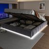 Polsterbett 180×200 cm mit hydraulischem Stauraum, LED-Beleuchtung & robustem Metallrahmen, gepolstertes Bett ohne Kopfteil,Grau Bild 4