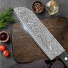 KingLux Damastmesser Damast Santokumesser aus Damaszener Stahl Küchenmesser Bild 3